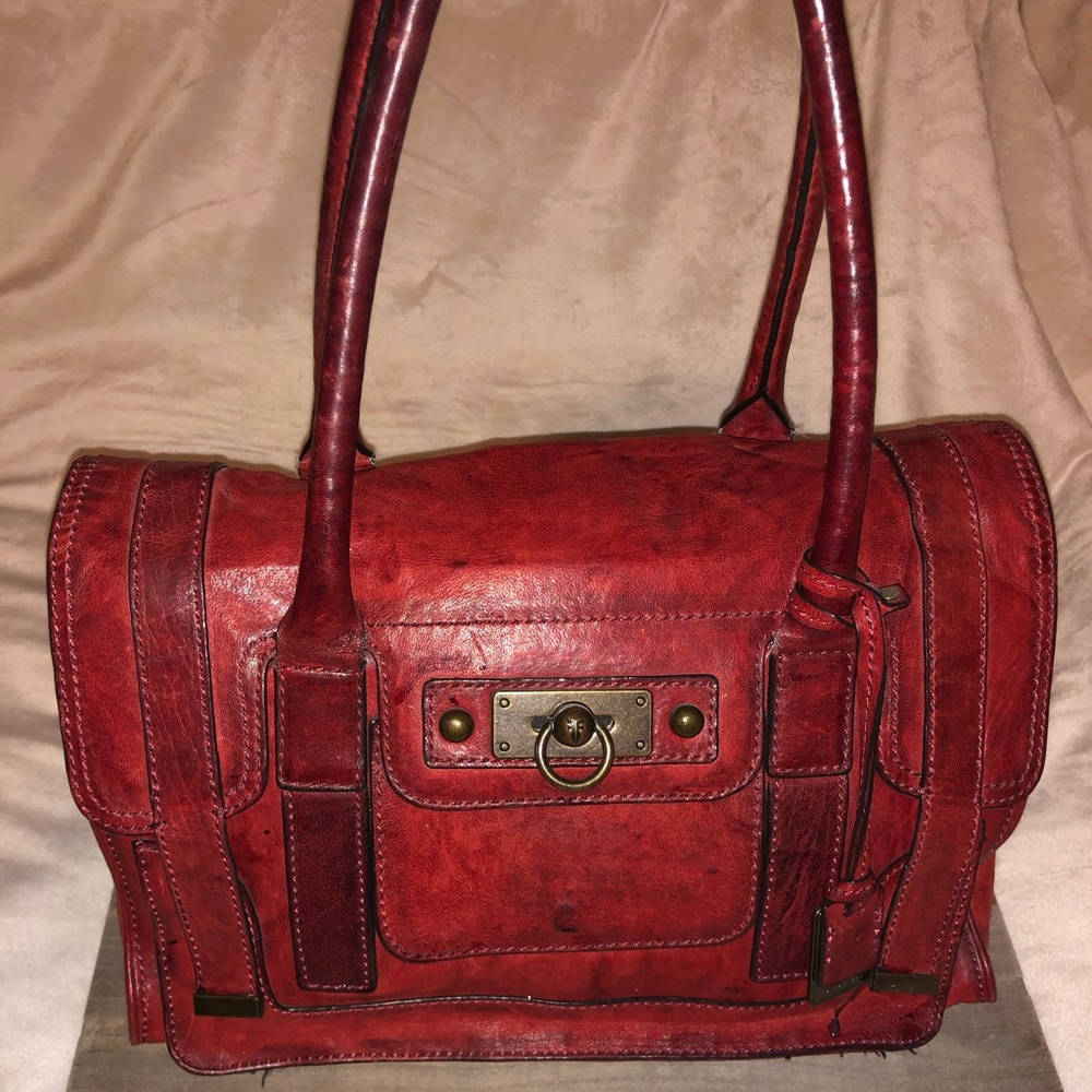Great Red Leather FRYE Bag, great cond